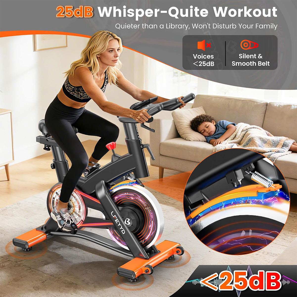 Pooboo エクササイズバイク、最大400ポンドの負荷に対 - Exercise Bike Magnetic Resistance のレビューと価格