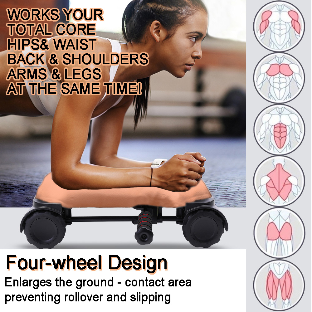 腹筋ローラー、4つの車輪で自動的に反発する腹筋トレーニング器 - Ab Roller Wheel With Elbow Support のレビューと価格