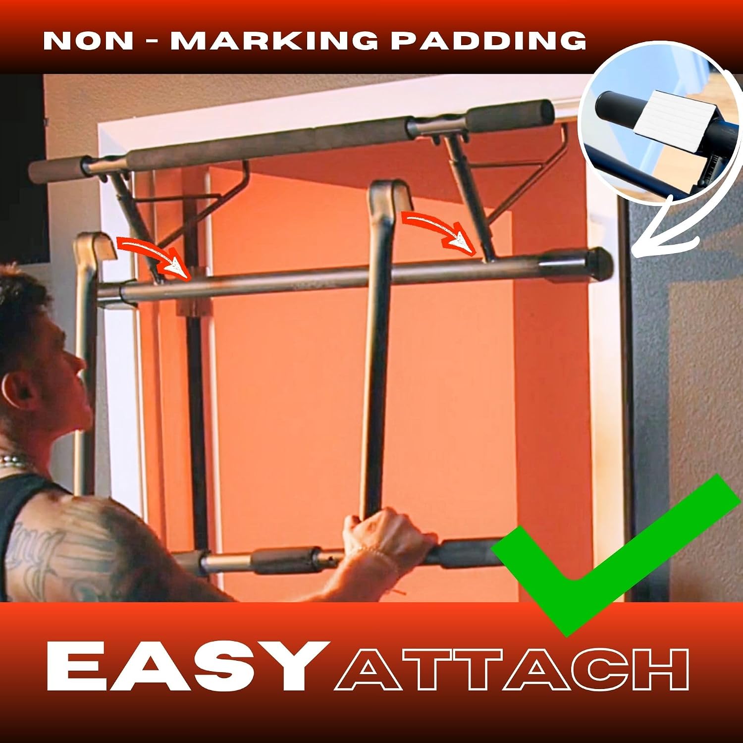 オールインワンのドアに取り付け可能な懸垂・ディップスタンド。 - Door Pull Up Bar No Screw のレビューと価格